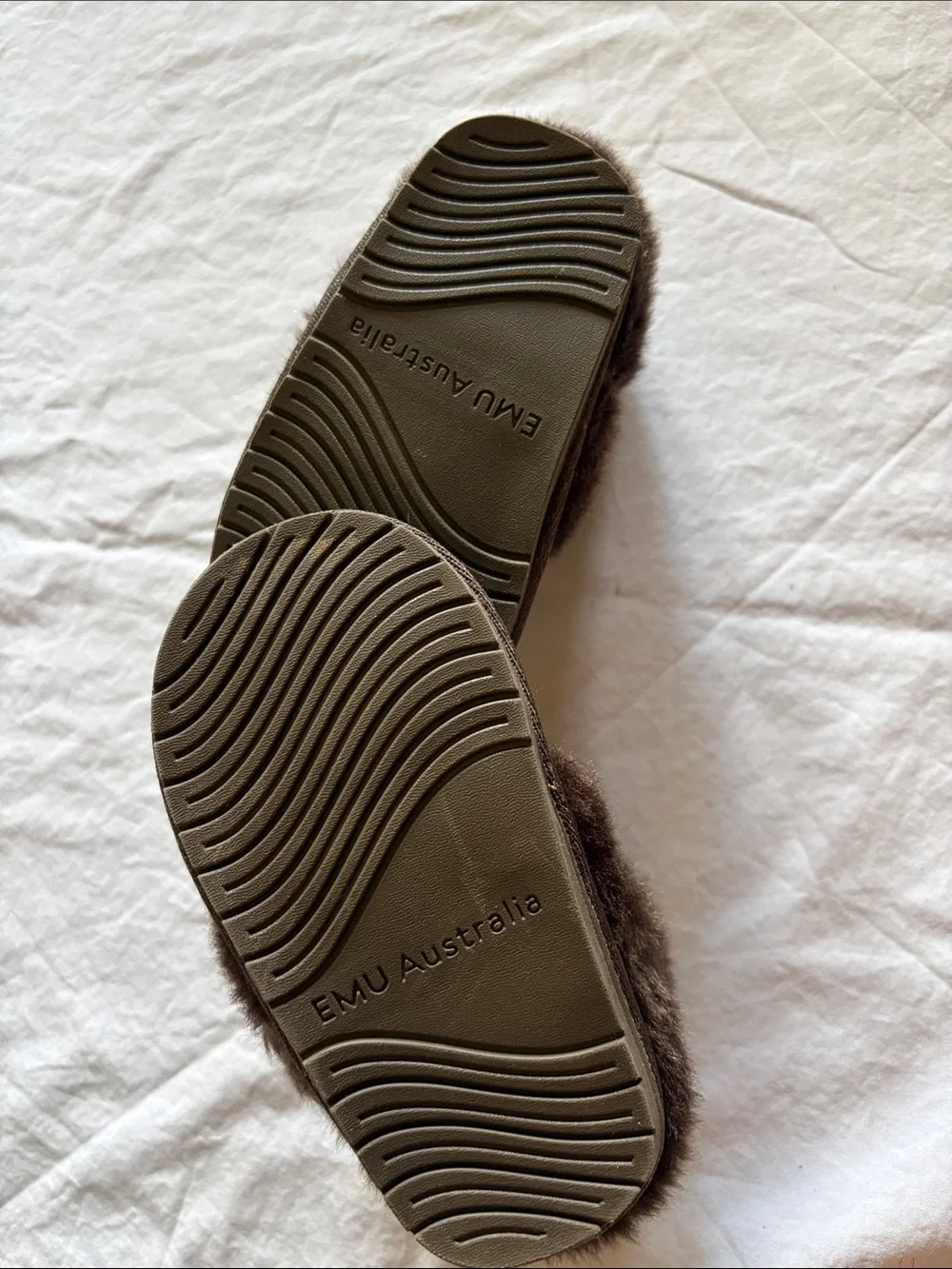 Mud Australia Brown Bear Fur-Trim Kids Slippers